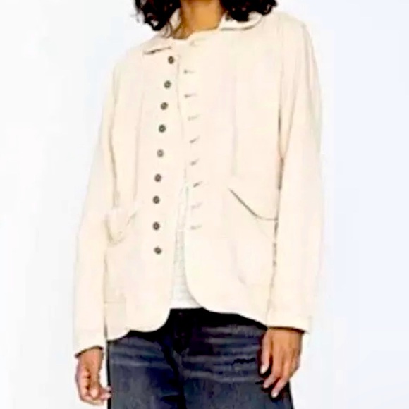 Sandrine Rose Free People Relaxed Button Front Empire Jacket Sunflower $348 NWT